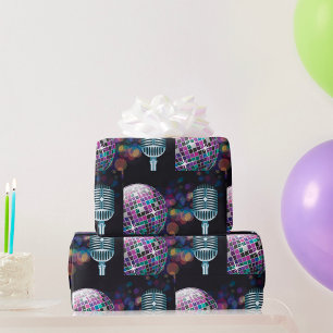 Retro-Diskokugel und Vintage-Mikrofon Geschenkpapier