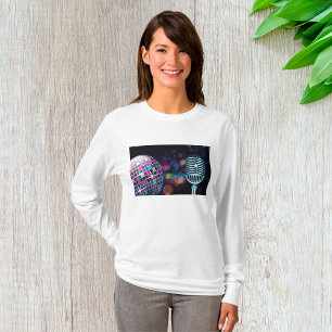 Retro-Diskokugel und Vintage-Mikrofon T-Shirt