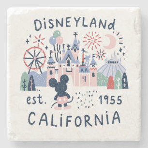 Retro-Disneyland Kalifornien Schloss und Feuerwerk Steinuntersetzer