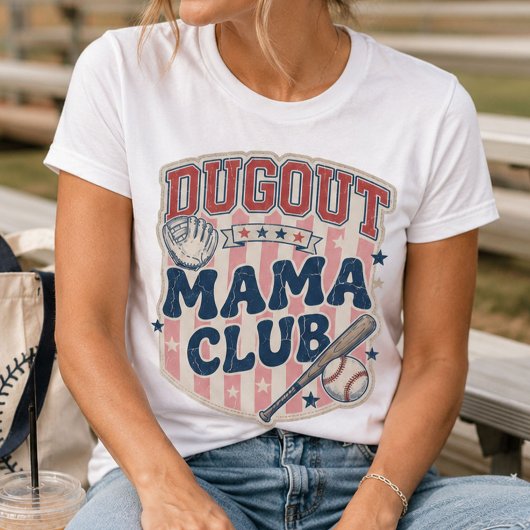Retro-Distressed-Baseball-Mama-Dugout T-Shirt