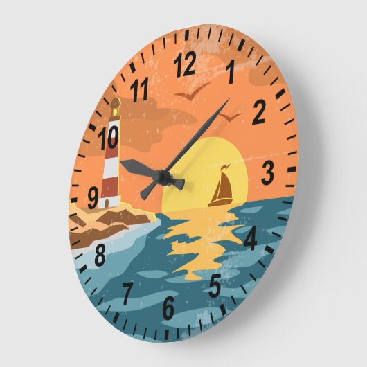 Retro Distressed Beach Lighthouse Wall Clock Große Wanduhr (Winkel)