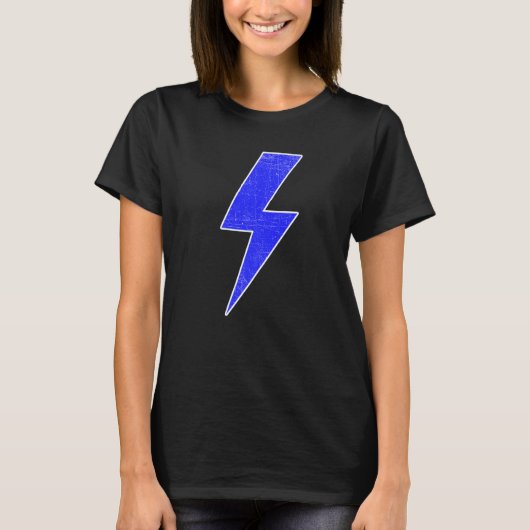 Retro Distressed BLUE & WHITE Lightning Bolt T-Shirt (Vorderseite)