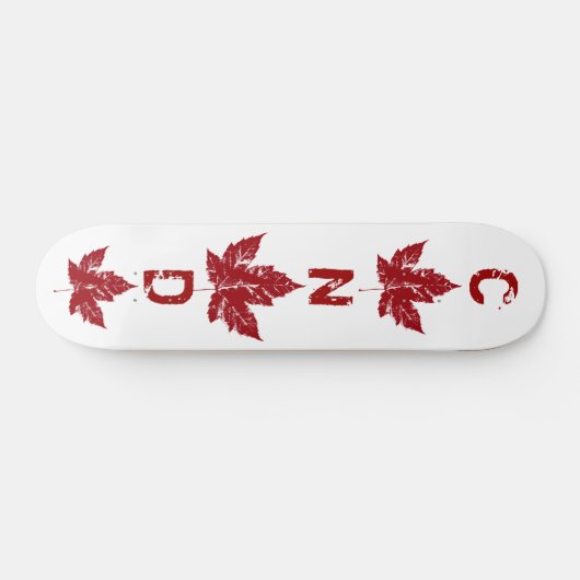 Retro Distressed Canada Maple Leaf Skateboard (Horizontal)