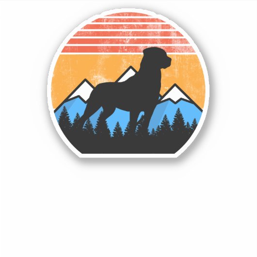 Retro Distressed Rottweiler Vintager Sonnenunterga Aufkleber (Vorderseite)