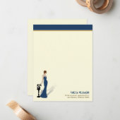 Retro Diva Custom Flat Mitteilungskarten (Marine) (Vorderseite/Rückseite Beispiel)