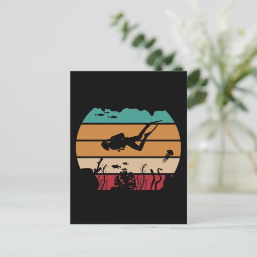 Retro Diver Postkarte (Stehend Vorderseite)