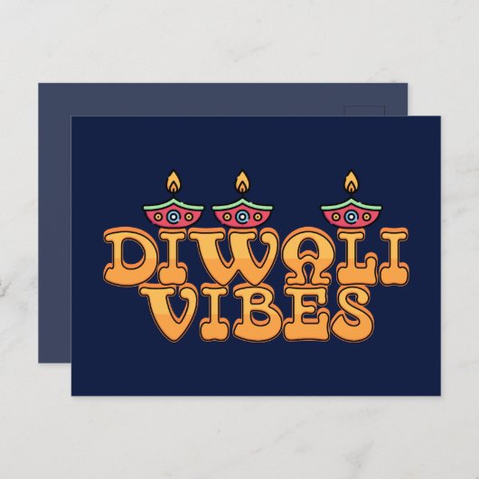 Retro Diwali Vibes Postkarte (Vorne/Hinten)