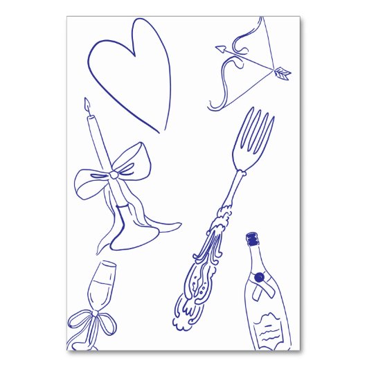 Retro DIY Faltes Dolce Cobalt Blue Platzkarten Tischnummer (Rückseite)