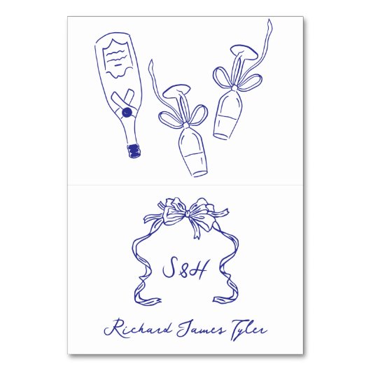 Retro DIY Faltes Dolce Cobalt Blue Platzkarten Tischnummer (Vorderseite)