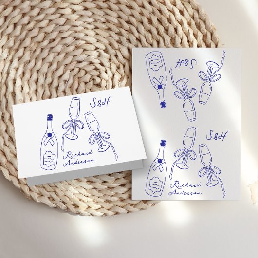 Retro DIY Faltes Dolce Cobalt Blue Platzkarten Tischnummer