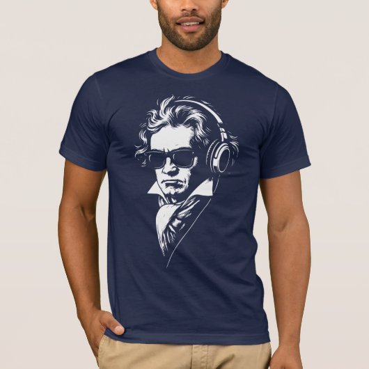 Retro DJ Beethoven face Portrait T-Shirt (Vorderseite)