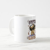 Retro-DJ-Frenchie-Tanzparty-Grafik Kaffeetasse (Vorderseite Links)