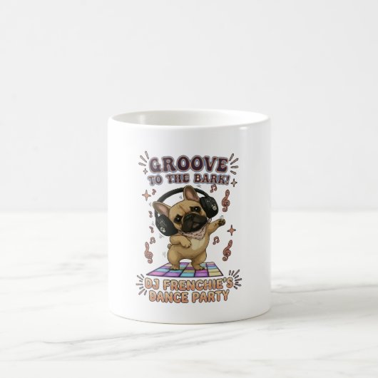 Retro-DJ-Frenchie-Tanzparty-Grafik Kaffeetasse (Mittel)