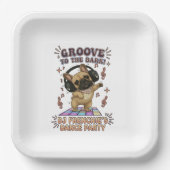 Retro-DJ-Frenchie-Tanzparty-Grafik Pappteller (Vorderseite)