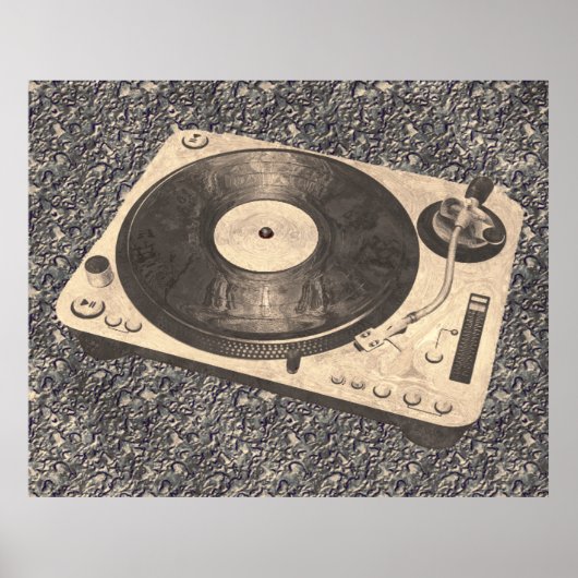 Retro DJ Turntable Grunge Poster (Vorne)