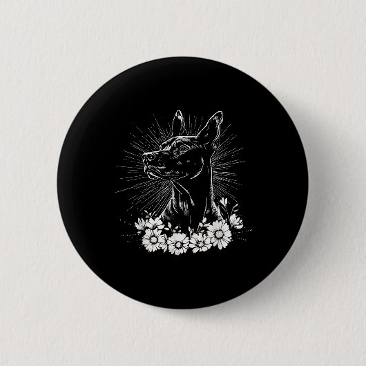 Retro Doberman Pinscher Dog Lover Tattoo Style Button (Vorderseite)