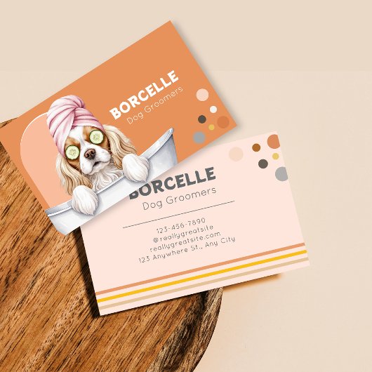 Retro Dog Groomer Pampered Puppy Business Card Visitenkarte