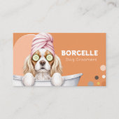 Retro Dog Groomer Pampered Puppy Business Card Visitenkarte (Vorderseite)