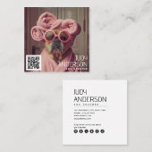 Retro Dog Groomer Quadratische Visitenkarte (Vorne/Hinten)