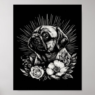 Retro Dog Mops Lover Tattoo Style _1 Poster