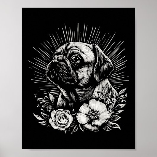 Retro Dog Mops Lover Tattoo Style _1 Poster (Vorne)