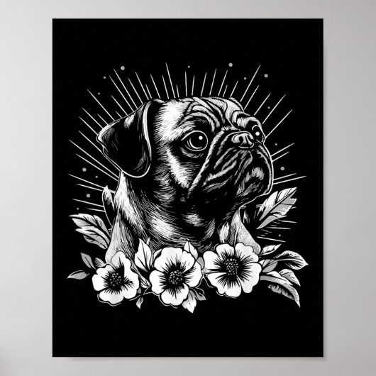 Retro Dog Mops Lover Tattoo Style Poster (Vorne)
