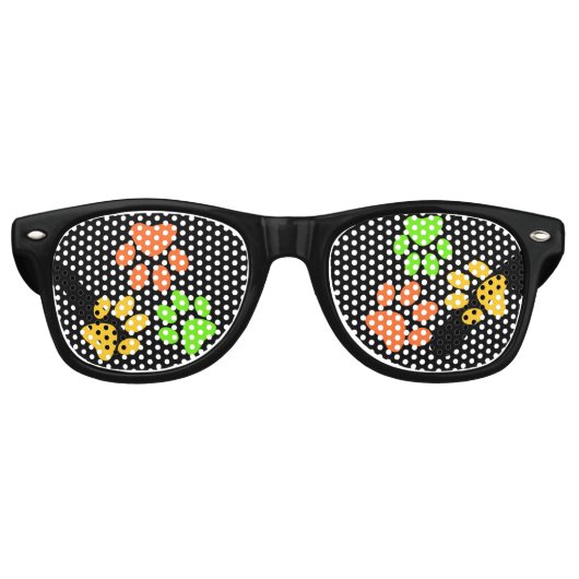 Retro Dog Paw Prints Sonnenbrille (Vorderseite)