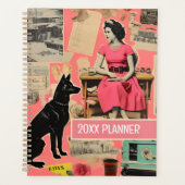 Retro Dog Rosa Lady Collage Scrapbooking Planer (Vorderseite)