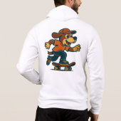 Retro Dog Skateboarder Street Art Hoodie (Rückseite)
