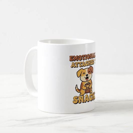 Retro Dog Snack Devotion White Mug Kaffeetasse (Vorderseite Links)