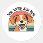 Retro Dog Stay Kind Vinyl Sticker (Vorderseite)