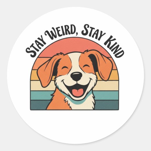 Retro Dog Stay Kind Vinyl Sticker (Vorderseite)