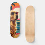 Retro Dog Sunglasses Vintage Sunset Beach Skateboard (Vorderseite)