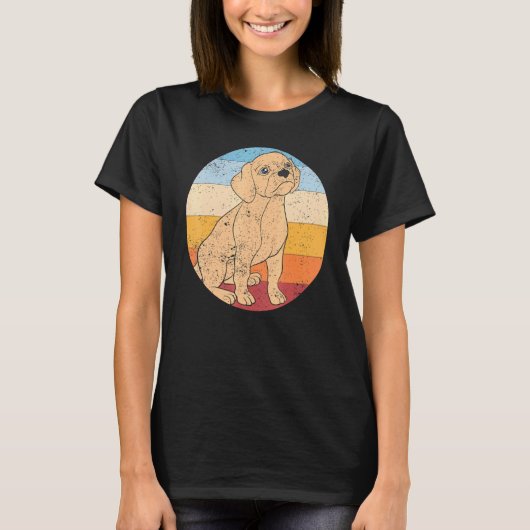 Retro Dog Süße Tier Puggle T-Shirt (Vorderseite)