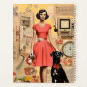 Retro Dog und Lady abstrakt Collage Scrapbooking Planer (Rückseite)