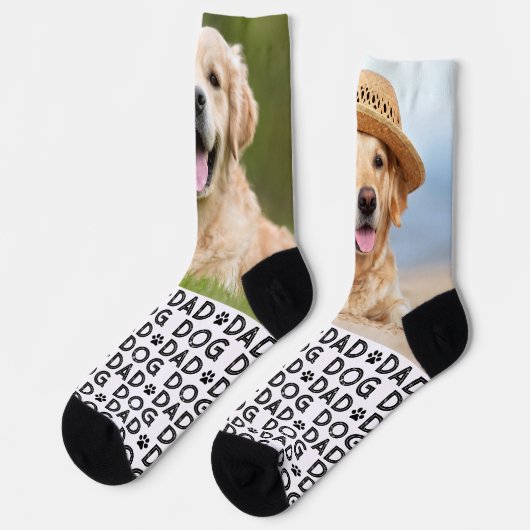 Retro DOG VATER Personalisiertes Muster Foto Crew Socken (Linkes Detail)