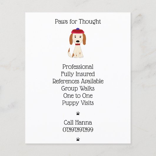 Retro Dog Walking Grooming Business Flyer (Hinten)