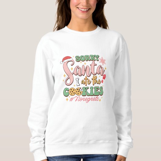 Retro Dog Weihnachten, Sorry Santa Ate die Kekse Sweatshirt (Vorderseite)
