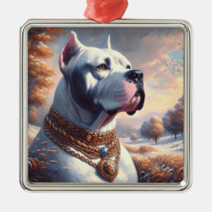 Retro-Dogo-Argentino-Gemälde Ornament Aus Metall