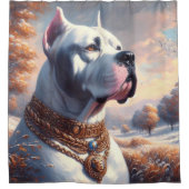 Retro Dogo Argentino Malerei Duschvorhang (Vorderseite)