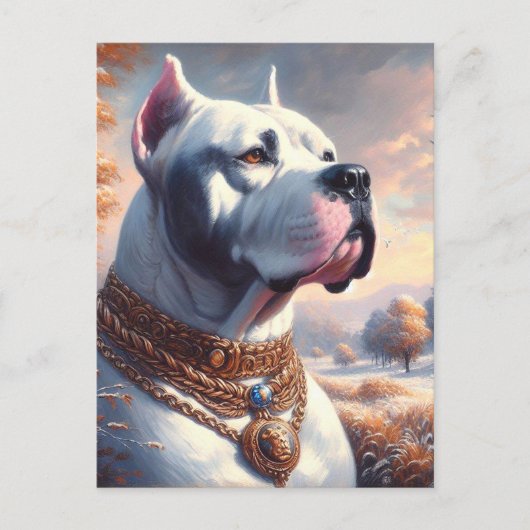 Retro Dogo Argentino Malerei Postkarte (Vorderseite)