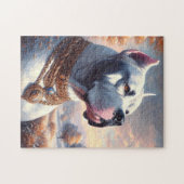 Retro Dogo Argentino Malerei Puzzle (Horizontal)