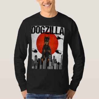 Retro Dogzilla Japanischer Dobermann T-Shirt