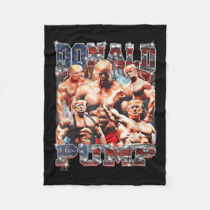 Retro Donald Pump Gym Collage Foto Meme Funny Fleecedecke