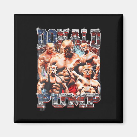 Retro Donald Pump Gym Collage Foto Meme Funny Magnet (Vorne)