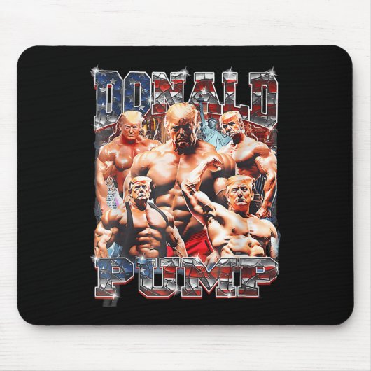 Retro Donald Pump Gym Collage Foto Meme Funny Mousepad (Vorne)