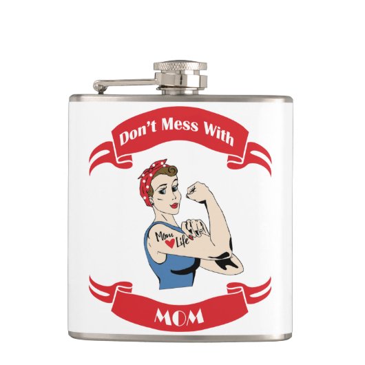 Retro Don't Mess mit MAMA Flachmann (Vorderseite)