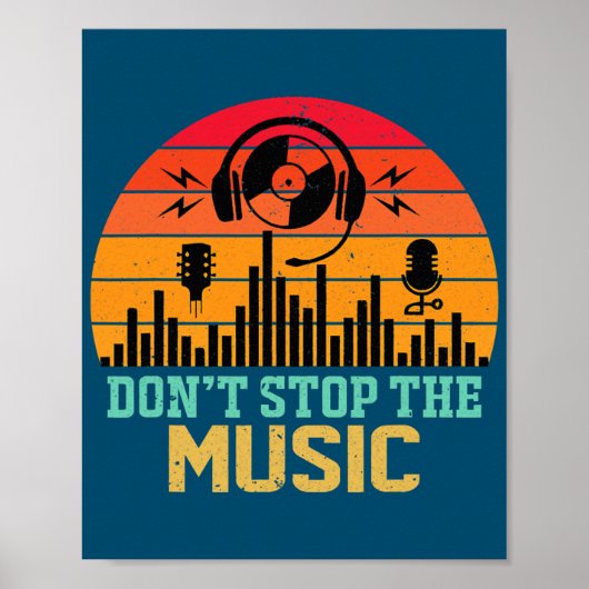 Retro Don't Stop The Music Lover Sound Headphones Poster (Vorne)