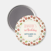 Retro Donut Muster Niedlich farbig Save the Date Magnet (Vorderseite/Rückseite)