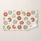 Retro Donut Muster Niedlicher Farbstil Badhandtuch Set (Handtuch)